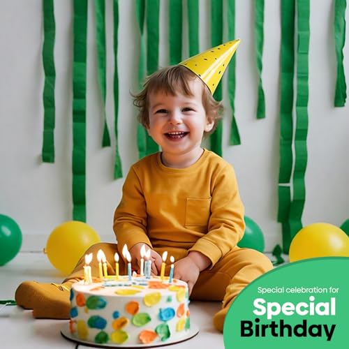 Image of 4 Green Crepe Paper Streamers, 328ft Pack of Party Decorations | Each roll is 82 ft long and 1.8 Inch wide ideal for Birthday Party Decor, Eco friendly Decor and St.Patrick's Day