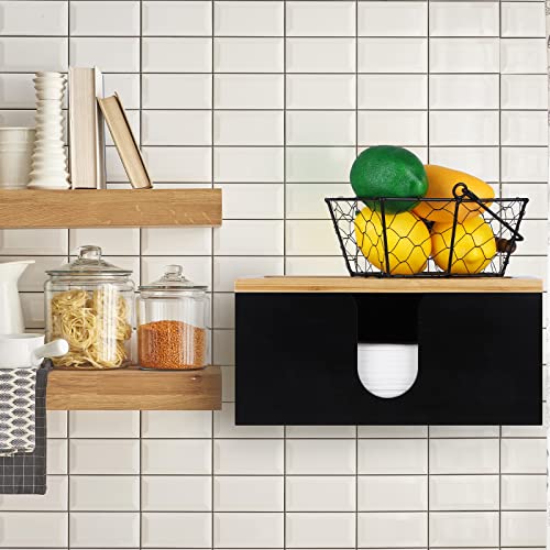 Turstin Wood Paper Towel Dispenser Folded Paper Towel Holder With Lid For Countertop And Wall Mounted, Wall Mount Paper Towel Holder Napkin Holder For Home. Bathroom, Kitchen, Black #TOP6