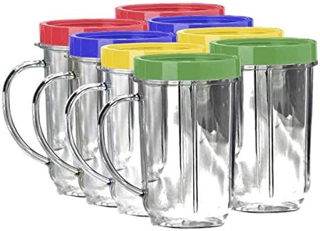 Lutema Replacement Juicer Cups 16oz. - Party Cup Mugs Compatible with Original Magic Bullet … (8 Pack)