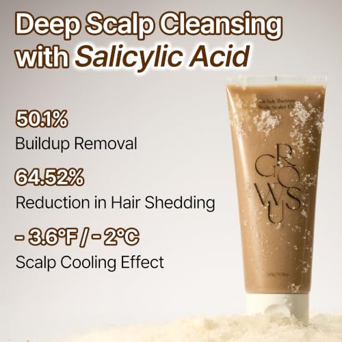 GROWUS Sea Salt Scalp Exfoliator Scrub - Salicylic Acid, Niacinamide, Dexpanthenol, Exfoliating, Deep Cleansing for Itchy, Oily, Greasy Roots and Scalp, No Paraben and Sulfate (4.23 Oz / 120g) - Image 3