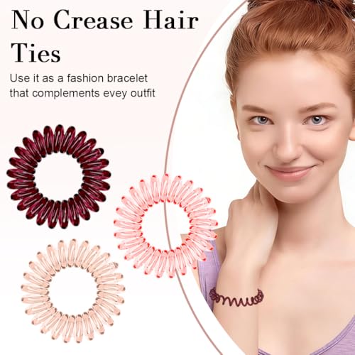 Image of ZIBUYU 9 Pcs Coil Spiral Rubber Band for Hair, Ponytail Scrunchies