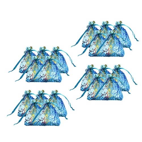 SOLUSTRE 20pièces Sachets Tulle Avec Cordon De Resserrement Poches De Rangement Pour Bijoux Et Bonbons Pour Mariages Et Fêtes Bleu
