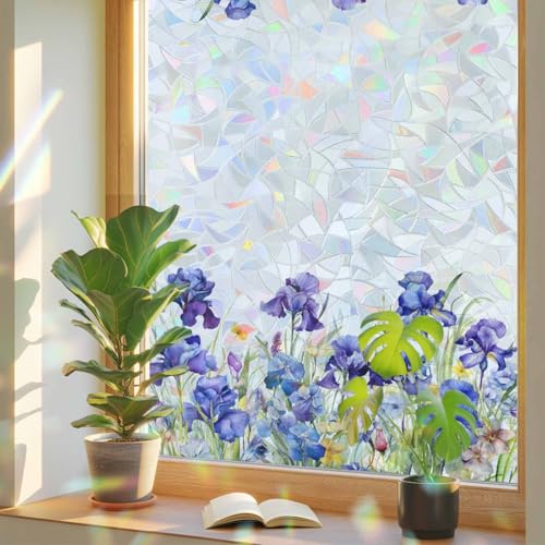 Película de Privacidad para Ventana Iris Floral Primavera 17.7x78.7in miniatura 1