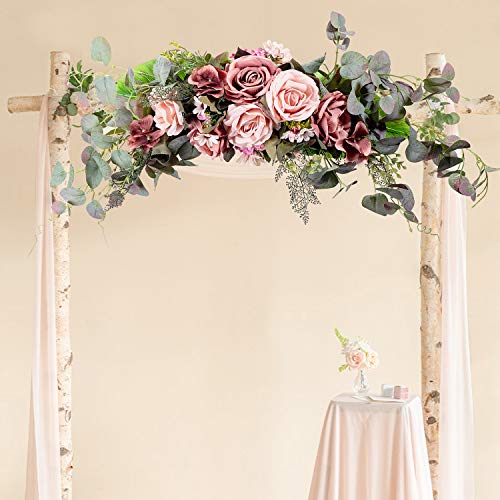 Wanna-Cul 24 Inch Rustic Rose Flower Swag For Wedding Arch Decor,Spring Wine Red Floral Swag With Eucalyptus Leaves For Lintel Arch Door Wreath For Wall,Flores Artificiales Para Decoracion #TOP1
