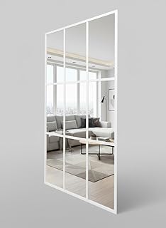 Comprar THEROSE Espejo Industrial Ventana, Marco Aluminio, Espejo Ventana, 160 x 80 cm, Pared, probador (Blanco)