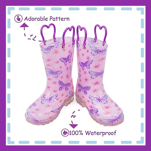 Image of Outee Toddler Kids Adorable Lightwight Waterproof Rain Boots Light Up by Steps