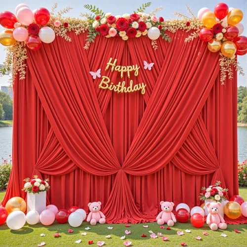Cortinas fondo rojo 10x10 pies 2 paneles para eventos miniatura 2