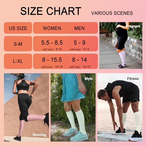 Image of Iseasoo 4 Pairs Compression Socks for Women Circulation-Best Support for Nurses,Running,Athletic,Travel