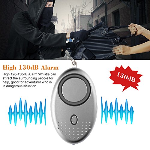 KKmoon Alarme pessoal 120-130dB Som de Emergência Auto-Defesa Alarme de Segurança Chaveiro Lanterna