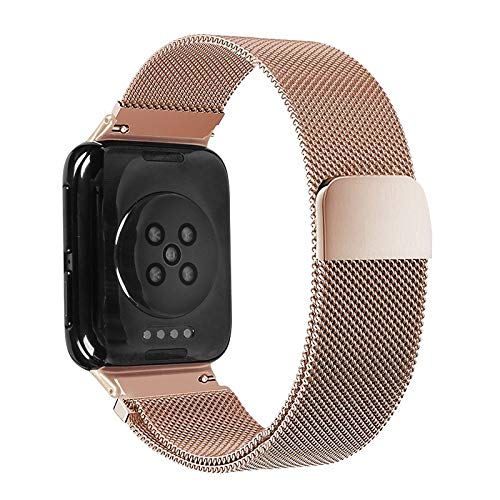 LPER Quick Release Watch Band Replacement Watch For OPPO Watch 46MM Smart Watch Milanese Stainless Steel Metal Strap(Black) (Color : Rose)