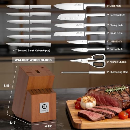 Image of imarku 15-Piece Knife Block Set Built-in Sharpener