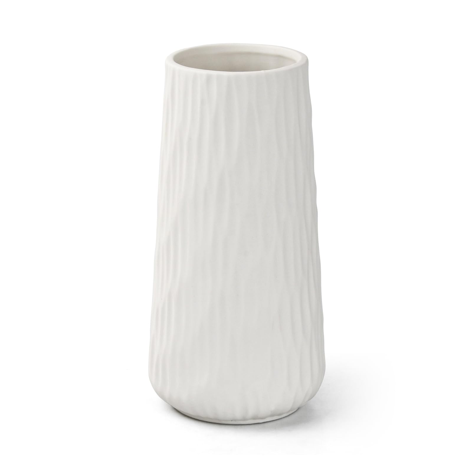 Volumoon White Ceramic Vase, Ceramic Vase 21 cm, Vase for Pampas Grass, Modern Decorative Vases Ceramic, Decorative Ceramic Vases for Flowers for Home, Living Room, Dining Room