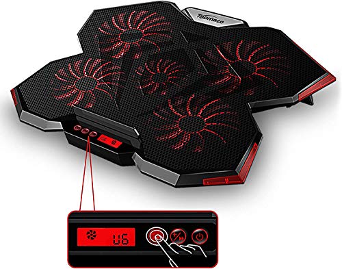 TopMate C7 Pad di Raffreddamento per Laptop da 15,6 Pollici da 15,6 Pollici | 5 ventole silenziose e Schermo LCD | 2400 Giri/min Forte Vento Progettato per Giocatori e Ufficio