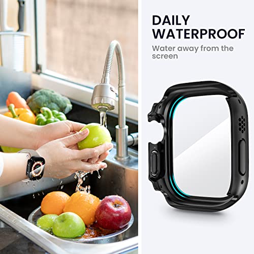 Tensea For Waterproof Apple Watch Ultra Screen Protector Case 49Mm Accessories, Iwatch Protective Pc Face Cover Built-In Tempered Glass Film, Sweatproof Bumper For Women Men, 49 Mm #TOP3