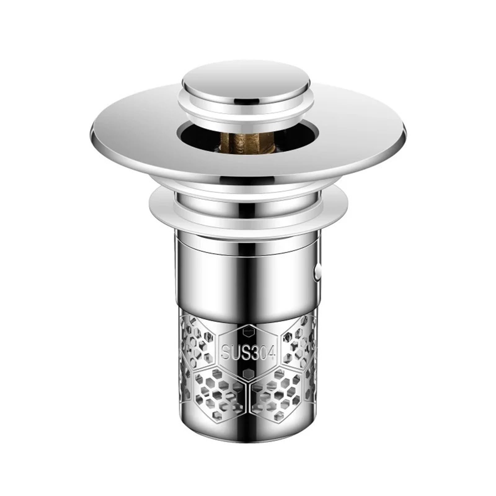 Basin Sink Pop Up Drain Washbasin Drain Filter Pop-Up Bounce Core Stopper Hair Catcher Shower Sink Strainer Kitchen Bathroom Universal Accessory
