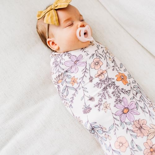 Image of Copper Pearl Swaddle Blankets for Newborns | Soft Stretchy Receiving Blankets for Boys and Girls | Large 46 x 46 Inch Baby Blankets | Lightweight and Breathable Swaddles | Flora