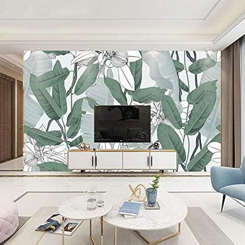 Wallpaper Green Plants Wallpaper Living Room Room TV Background Wall Leaf Decorative Mural-450cmx300cm Cover
