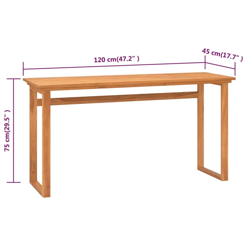 Scrivania 120 x 45 x 75 cm, in legno massello teak, scrivania segretaria, scrivania per computer, design salvaspazio, ideale per l'ufficio di casa