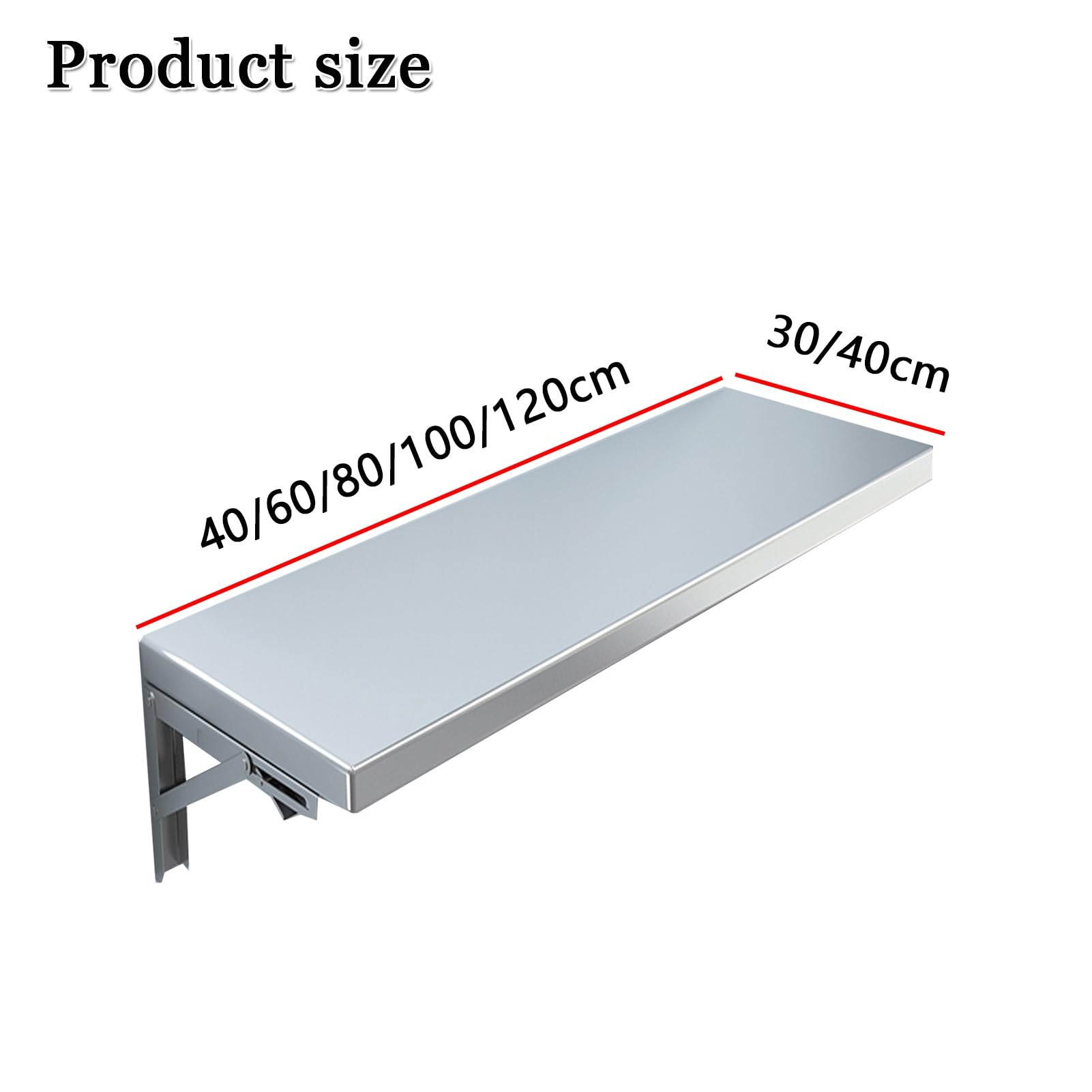 Tavolo da pranzo pieghevole da parete in acciaio inox, banco da lavoro pieghevole per garage, casa, ufficio, cucina e bar, tavolo galleggiante salvaspazio (80 x 40 cm)