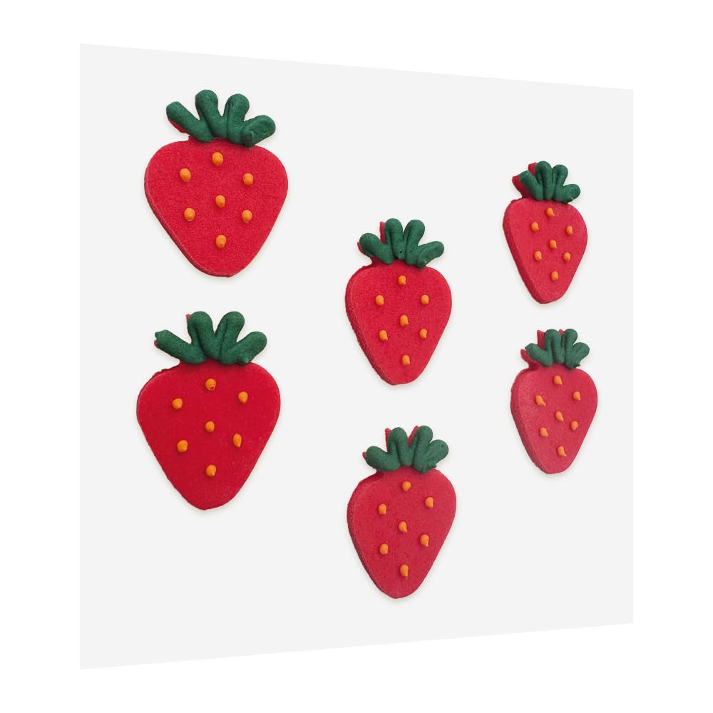 Anniversary House Hand-made strawberry flavoured and shaped Sugarcraft Cake Toppers, cupcake edible cake decorations, SFF103