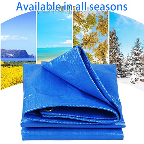 Poly Tarps Heavy Duty Waterproof Blue Tarpaulin 11Mil Thicken 4x6 Ft AntiUV Waterproof Tarp