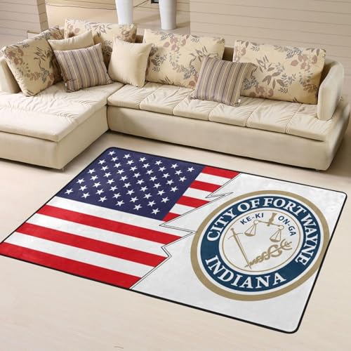 Fort Wayne Indiana & US City Seal Area Rug 63x48in