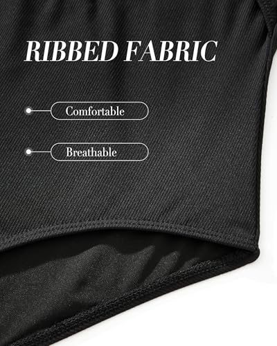 RXRXCOCO Womens Ribbed Cutout One Piece Swimsuit Tie Knot Front Halter Bathing Suit2