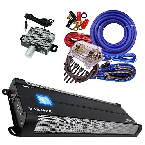 Gravity 8000.1D Class D Car Amplifier - 8000 Watts, 1 Ohm Stable, Digital, Monoblock, Mosfet Power Supply, Great for Subwoofers (2nd Generation) with 0 Gauge Kit Blue Bundle