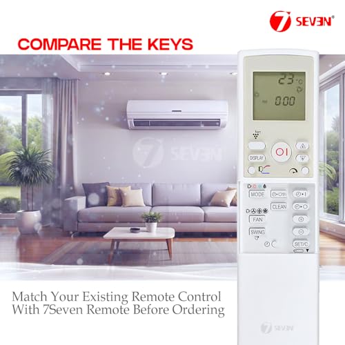 Image of 7SEVEN Compatible with Sharp AC Remote Control CRMC-A768JBEZ Model 158 Suitable for 1 1.5 2 Ton Split and Window Air Conditioner - Match Each Key by Key Exactly with Existing AC Remote Function