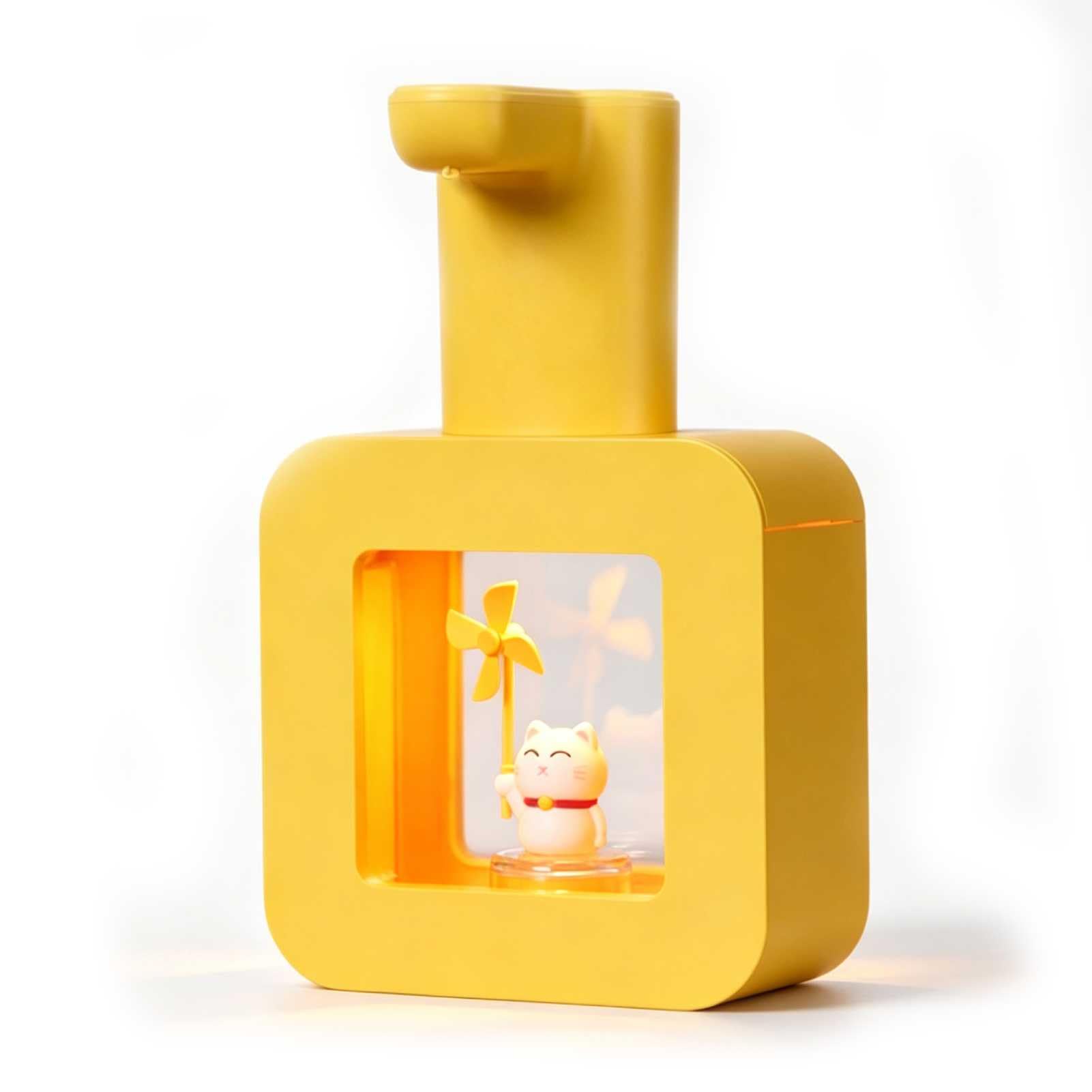 Dispenser Automatico di Sapone, 400 Ml Dispenser di Sapone Senza Contatto Schiumogeno Carino Dispenser di Sapone Per Mani Impermeabile Per Bambini Per La Scuola del Bagno di Casa(Giallo)