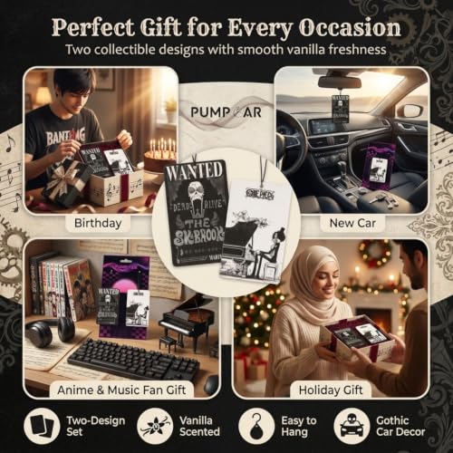 Image of PumpCar 2 pieces brook double-sided hanging Japanese anime vanilla-scented One Piece car air freshener Cool anime hanging air fresheners for rearview mirror Car Interior Accessories Household Gifts