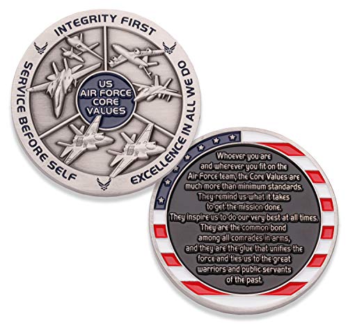 Air Force Core Values Challenge Coin - United States Air Force Challenge Coin - Amazing US Air Force Military Coin - Designed by Military Veterans!