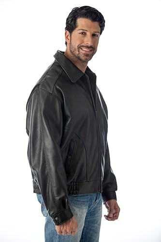 Miniatura 5 de REED Chaqueta de cuero All American Bomber para hombre, fabricada en EE. UU