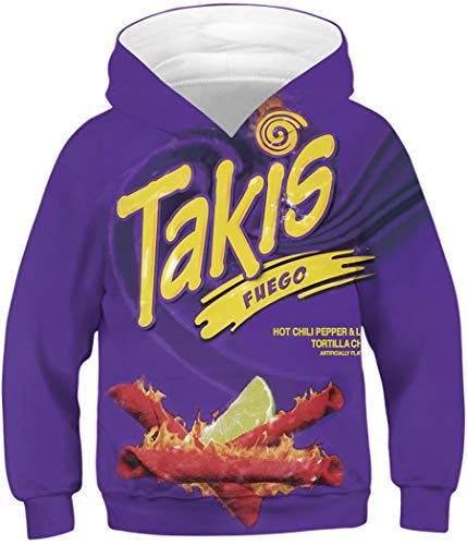 QingLemon Kids 3D Printed Galaxy Hoodies Teen Boys' Hooded Pullover Sweatshirts 4-16Y (Takis, Height:57-61in/145-155cm)