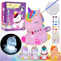 HappyGoLucky Unicorn Night Light for Kids, DIY Painting Kit Craft Toys Gifts for 3-12 Year Old Girls Boys Paint Your Own Unicorn Lamp with Arts and Crafts Supplies, Birthday Gift for Kids