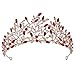 MYhose Diademi da Sposa Foglia di Cristallo Moda di Lusso Hairwear Decorativo Principessa Diademi Corona Shiny Vintage Pageant Prom Accessori per Capelli Rosso