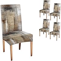 Vista 55 de TOMWISH Fundas para Sillas De Comedor 6, Fundas para sillas de comedor, pintura de arte abstracto, funda extraíble elástica de elastano para silla