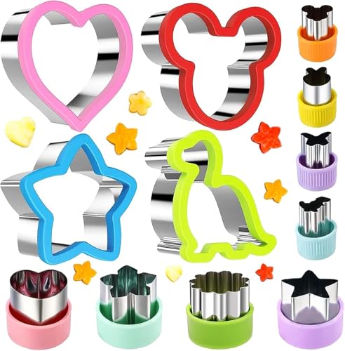 Sandwich Cookie Cutters Set Sandwich Cutter for Kids 12 Pcs Dinosaur Heart Star Mickey Sandwich Knife Cookie Knife Vegetable Cutter Food Grade Cookie Mould for Kids Bento Box Baking Christmas Gifts