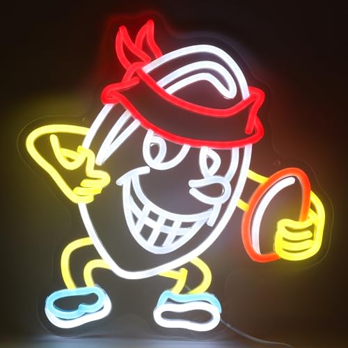 Image of Happy Rugby Ball LED Neon Sign USB Powered for Wall Decor, Sports Football Neon Night Light Sign Dimmable for Boys Room Party Decor Sports Lover Birthday Gifts