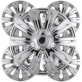Winjet Universal Chrome Wheel Cover Replacement R15 Hub Caps Automotive Universal Wheel Rim Cover Compatible with Most Car Truck SUV [Only Fit Iron Hub - Steel Wheel] (15 Inch Hubcaps Set of 4)
