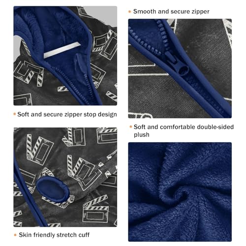 Clapper Board Toddler Fleece Jacket Baby Boys Hooded Zipper Long Sleeve Thick Warm Outerwear 3-10 Years3