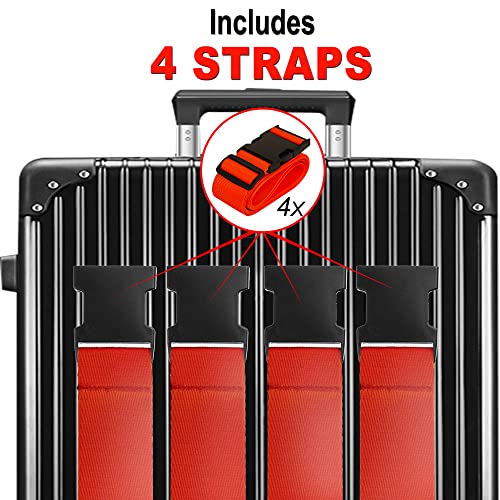Image of Luggage Straps for Suitcases TSA Approved Travel Belt 4 Pack by Chelmon(Red)