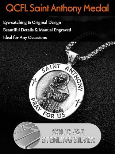 Patron Saint Medals Amulet Necklace 925 Sterling Silver Protection Jewelry for Men with 2.5mm 22"+2" Round Box Chain4