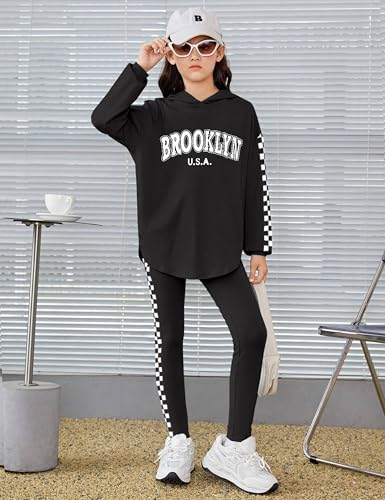 KANGKANG Girls Clothes Fall Winter Outfits Graphic Hooded Sweatsuits Sweatpants 2Pcs Set3