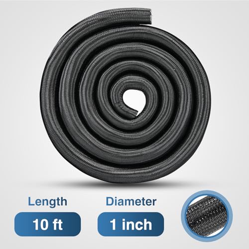 Image of Nilight Cable Sleeve, 10ft-1inch Cord Management Sleeves Black Wire Loom | Braided Sleeving, Split Self Wrapping Wire Loom for Computer Electrical Automotive Harness Protector Organizer, Black