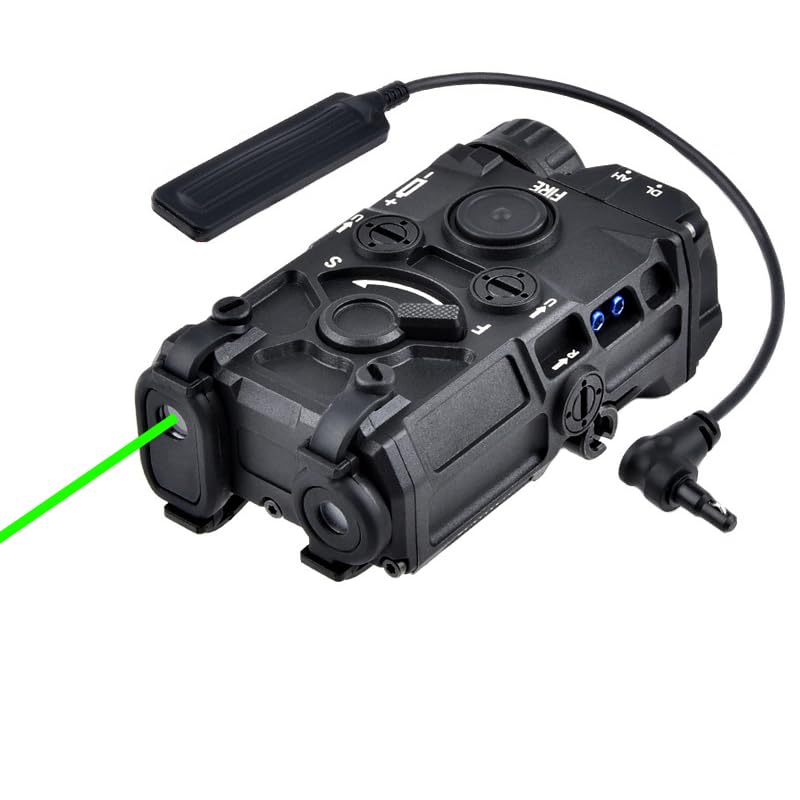 Nylon Box Aiming OG Laser Sights(with Red/Green/Blue Laser+IR Laser+White Flashlight), & M600C Strong LED Flashlight, & New Modular Dual Wire Remote Pressure Switch(SF+Crane Plug) Combo,Black