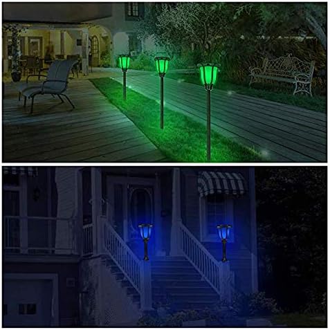 Miniatura 5 de Madowl - Luz solar para jardín, luz solar de la antorcha de la calle, impermeable, luces intermitentes, foco solar al aire libre, iluminación de la