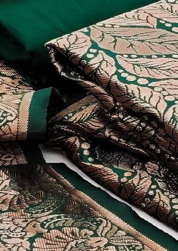 Image of Women Banarsi Silk Unstiched Suit Piece Dress Material for Women Unstiched Suit Salwar with Dupatta (suit -2M.Salwar-2M and dupatta-2.25M) (Green)