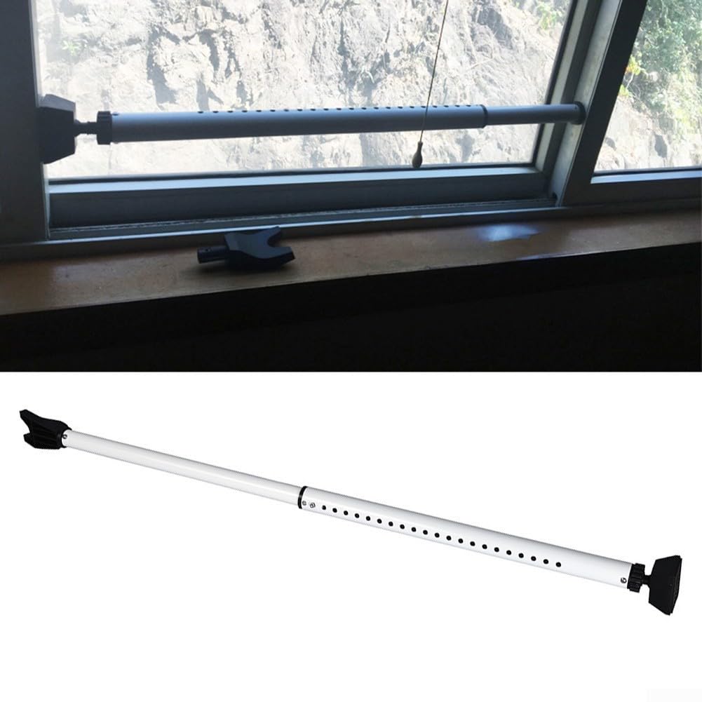 Barra de seguridad para puerta ajustable para uso doméstico y de viaje, tope de puerta corredera de patio de hierro y polipropileno, construcción de 74 a 114 cm, blanco y negro