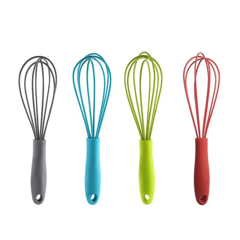 Classicseali Lot de 4 fouets en silicone, 17 cm antiadhésifs pour la cuisine, les poêles antiadhésives, la cuisson, le mélange, le mélange, le mélange, 4...